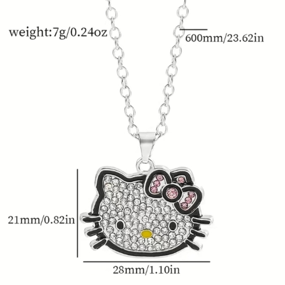 Hello Kitty Rhinestone Pendant Necklace - Picture 3 of 5